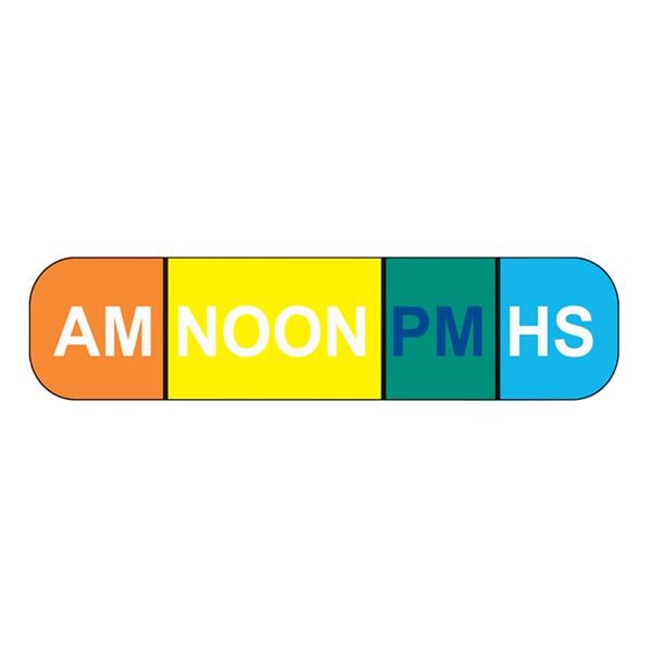 Labels AM NOON PM HS Assorted 1-5/8x3/8" 1000/Pk