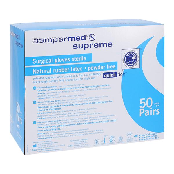 Sempermed Supreme Latex Surgical Gloves 9 White 50/Bx