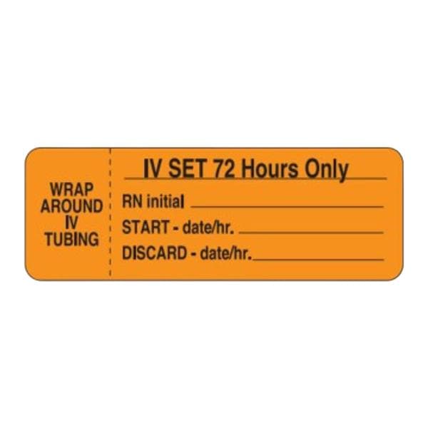 IV Label Wraparound Paper I.V. Set 72 FlurOrng 3x1" 1-1/2" Core 1000/Rl