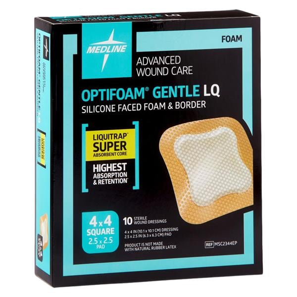 Optifoam Gentle Silicone/Foam Border Dressing 4x4" Sterile Adhesive LF