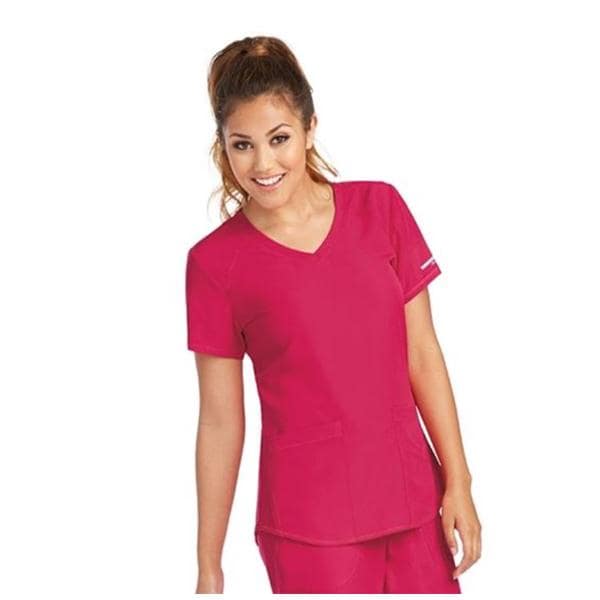 Skechers Scrub Scrub Top V-Neck 3 Pockets 5X Large Cherry Pie Womens Ea