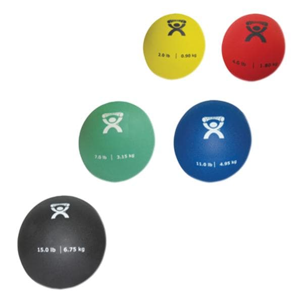 CanDo Medicine Ball Rubber Yellow/Red/Green/Blue/Black Soft 2-15lb