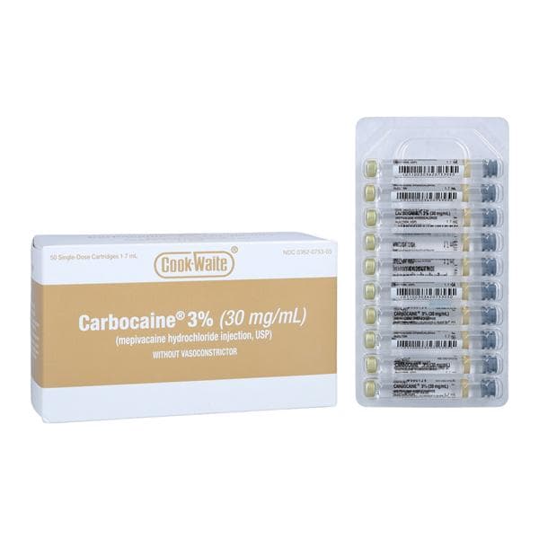 Carbocaine Mepivacaine HCl 3% Plain 1.7 mL 50/Bx