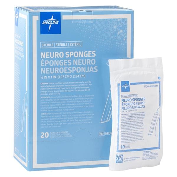 Cotton Neuro Sponge 1/2x1" Sterile X-Ray Detectable LF