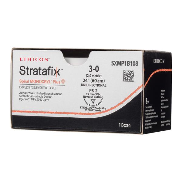 Stratafix Spiral Monocryl Plus Suture 3-0 24" TCS/PCL25 Mnflmnt PS2 12/Bx
