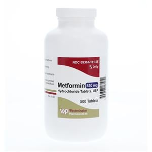 Metformin HCl Tablets 850mg Bottle 500/Bottle Each