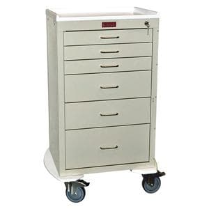 Mini24 Procedure Cart 29.25x22x42.75" 5" Caster (6) Drawer Key Lock