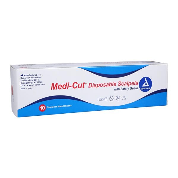 Medi-Cut Stainless Steel Surgical Scalpel Size 22 Sterile 10/Bx