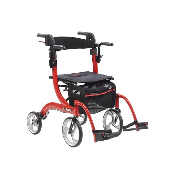 Nitro Duet Transport Chair Rollator 300lb Capacity 10" Front/8" Back Wheels