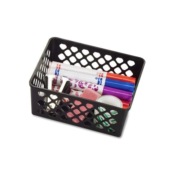 OIC 30% Recycled Plastic Supply Baskets, Medium, Black, Pack Of 3 3/Pk