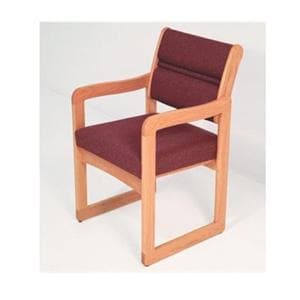 Guest Chair w/Arms Dakota Wave w/Sled Base Black Vinyl & Mahogany Ea