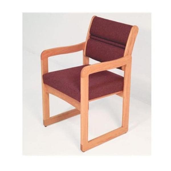 Guest Chair w/Arms Dakota Wave w/Sled Base Black Vinyl & Mahogany Ea