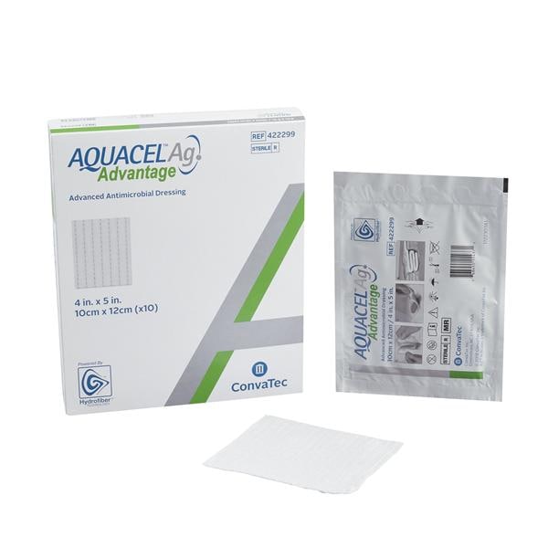 Aquacel Ag Advantage Hydrofiber Antimicrobial Wound Dressing 4x5 Strl Rect NAdh