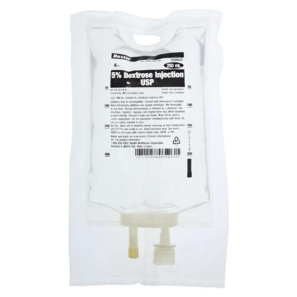 Injection Bag Dextrose 5% 250mL Viaflo Ea, 30 EA/CA