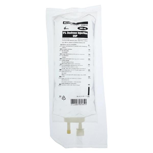 Injection Bag Dextrose 5% 500mL Viaflo Ea, 20 EA/CA