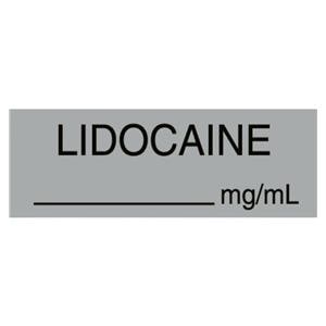 Anesthesia Label Lidocaine mg/mL Gray 6/Pk