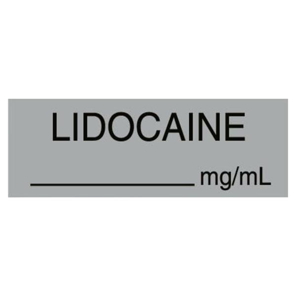 Anesthesia Label Lidocaine mg/mL Gray 6/Pk