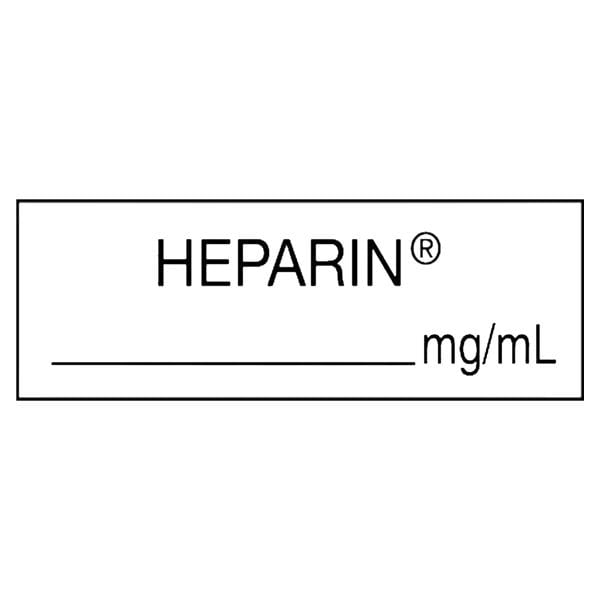 Anesthesia Label Heparin mg/mL White 500" 6/Pk