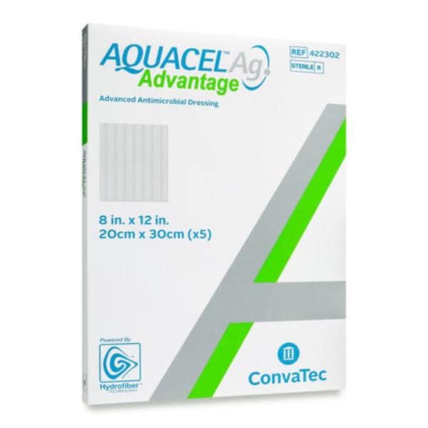 Aquacel Ag Advantage Hydrfbr Antimicrobial Wound Dressing 12x8 Strl Rect NAdh