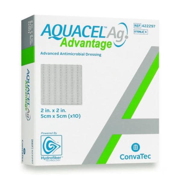 Aquacel Ag Advantage Hydrofiber Antimicrobial Wound Dressing 2x2" Strl Sq NAdhs