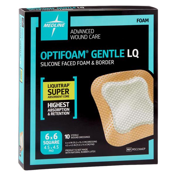 Optifoam Gentle Silicone/Foam Border Dressing 6x6" Sterile Square Gntl Adh LF
