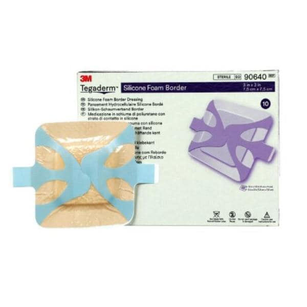Tegaderm Foam/Silicone Foam Dressing 3x3" Sterile Square Adherent Tan LF, 6 BX/CA