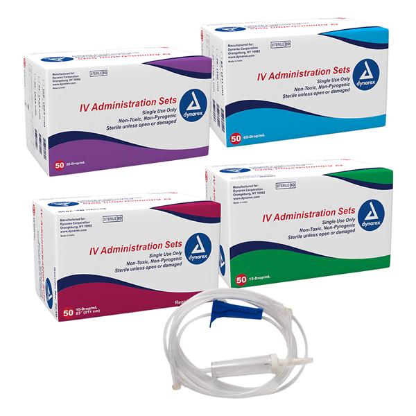 IV Administration Gravity Set 1 Injection Site 92" 20 Drops/mL 50/Ca