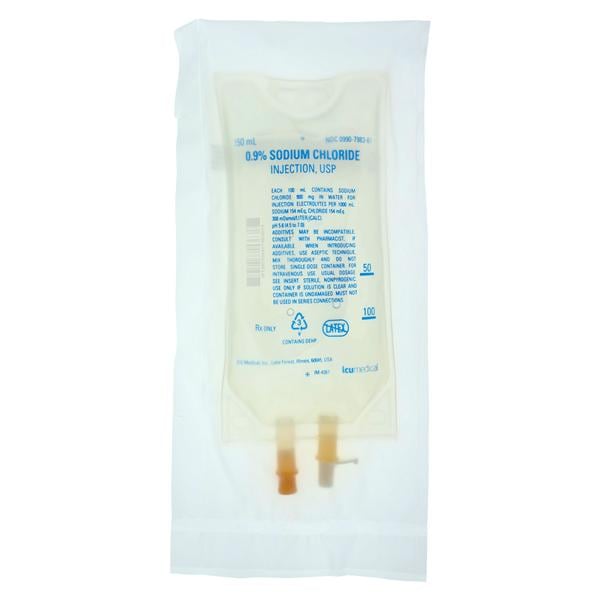 IV Injection Solution Sodium Cholride 0.9% 150mL Bag DEHP 32/Case