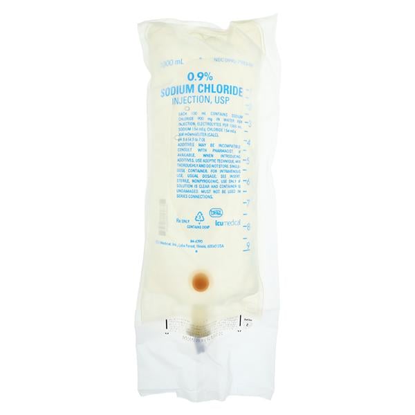 IV Solution Sodium Cholride 9% 1000mL Bag Container _ 12/Case
