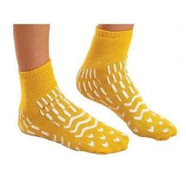 Confetti-Treads Patient Slippers Soft Yarn Yellow X-Large Reusable 48Pr/Ca