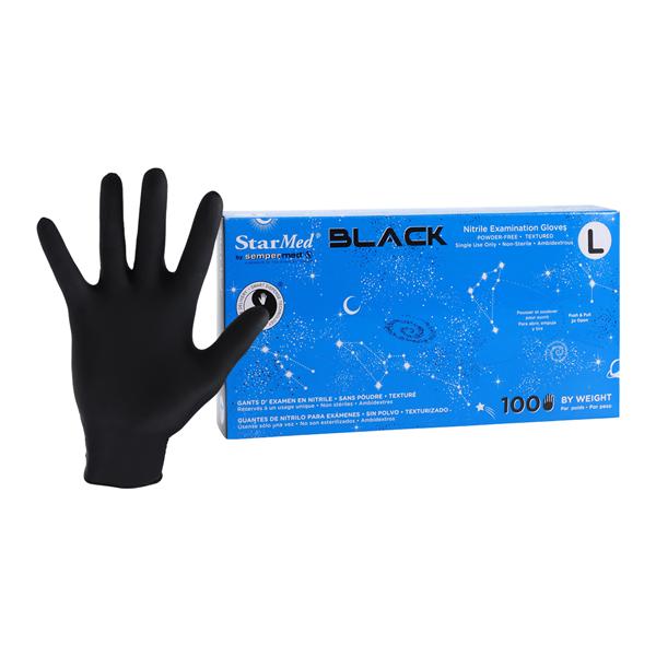StarMed Nitrile Exam Gloves Large Black Non-Sterile, 10 BX/CA