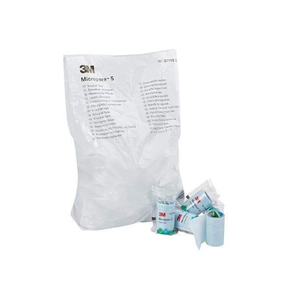 Micropore S Surgical Tape Silicone 2"x1.5yd Blue Non-Sterile 50Rl/Bg, 5 BG/CA