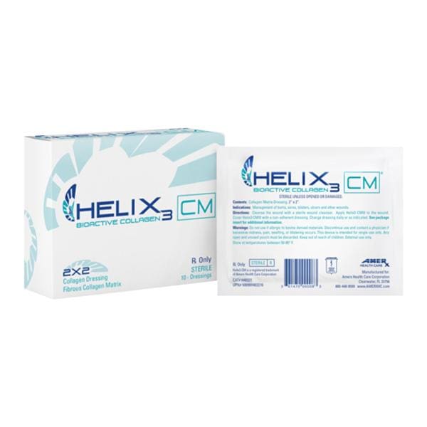 Helix3 100% Bovine Collagen Wound Dressing Collagen 2x2" Sterile Sq NAdh Hi Abs