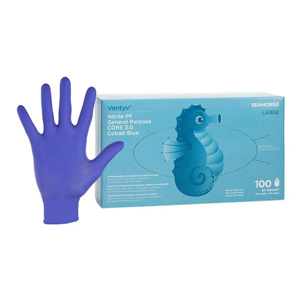 Seahorse Nitrile General Purpose Gloves Large Cobalt Blue 100/Bx