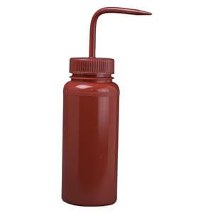 Wide Mouth Wash Bottle Polyethylene Red 16oz/500mL 6/Bg