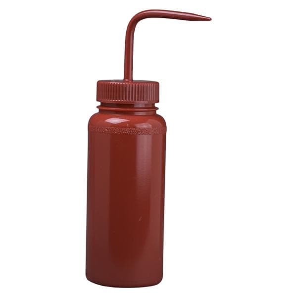 Wide Mouth Wash Bottle Polyethylene Red 16oz/500mL 6/Bg