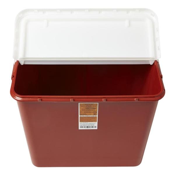Sharps Container 10gal Red 26.2x24.3x15.9" Hinged Lid Locking Lid Plastic 6/Ca