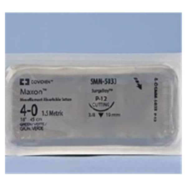Maxon Suture 4-0 18" Polyglyconate Copolymer Monofilament P-12 Green 36/Ca