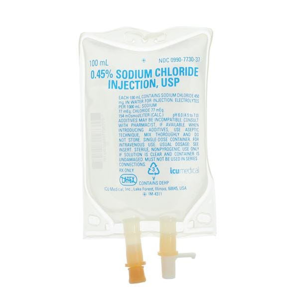 Injectable Solution Sodium Chloride 0.45% 100mL Bag DEHP 80/Case