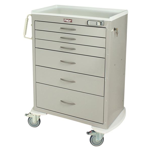 M-Series Medical Cart 22x36.75x43.75" 5" Caster (6) Drawer Elctrnc Psh Btn Lk