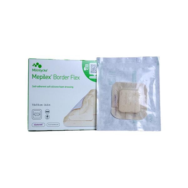 Mepilex Border Flex Slcn/Fm Wound Dressing 3x3 5 Layer Strl Sq Brdrd Adhr Abs