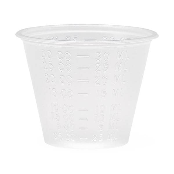 Medicine Graduated Cup Plastic Clear 1 oz Disposable 100/Pk