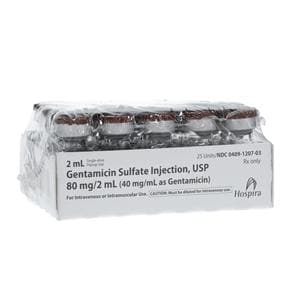 Gentamicin Sulfate Injection 40mg/mL SDV 2mL 25/Bx