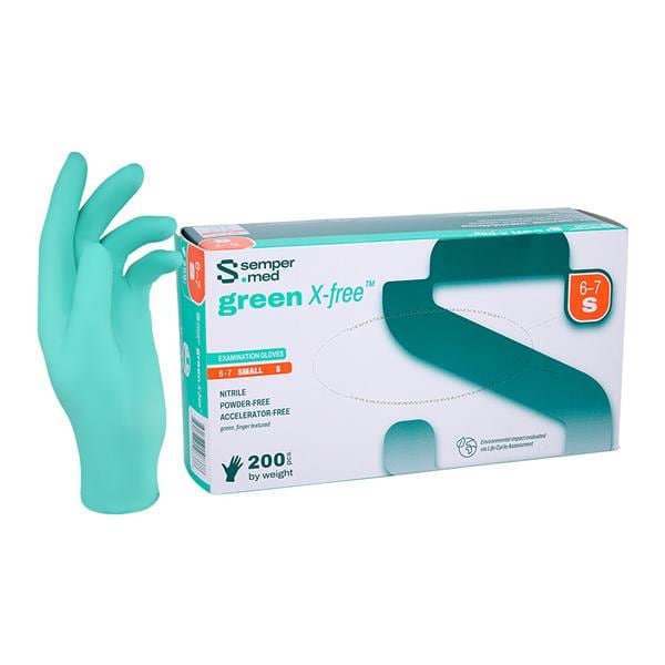 green X-free Nitrile Exam Gloves Small Green Non-Sterile 200/Bx