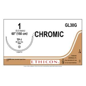 Suture 1 60" Chromic Gut Monofilament TP-1 Undyed - Naturally Brown 12/Bx