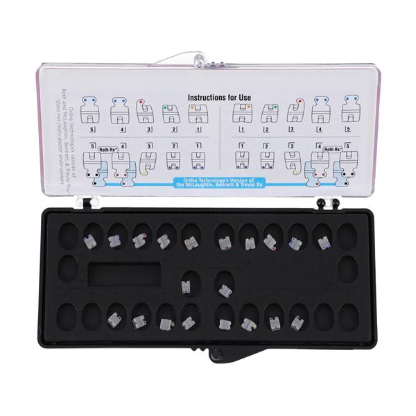 Reflections MBT Ortho Crmc Bracket .022" Upr/Lwr 5x5 Ptnt Kt w/ Hks on 3 20/Pk