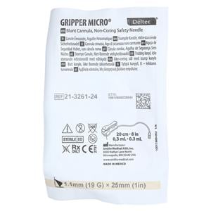 Gripper Micro Huber Needle 19gx1" Safety 12/Bx