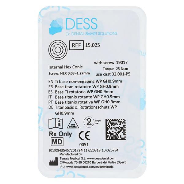 Base Titanium Non-Engaging 4.5/5.0 Astra Osseospeed Ea