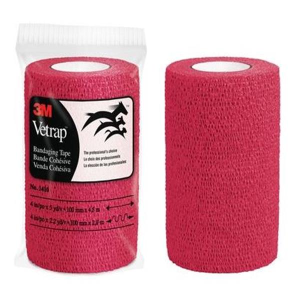 Vetrap Bandage Tape Porous 4x5yd Red 18Rl/Ca