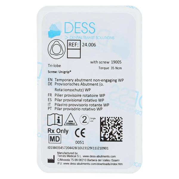 Abutment Temporary Titanium Non-Engaging 5.0 Nobel Replace Ea